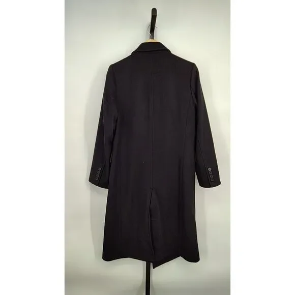 Quince Women Italian Wool Double-Breasted Coat Black Outerwear M - Picture 2 of 3